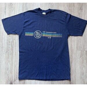 Vintage 70s USS Caloosahatchee AO-98 Shirt Size XL Single Stitch Striped